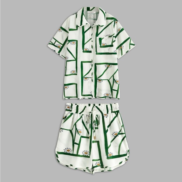 Print Drawstring Short & Shirt Set - Picture 4 of 4